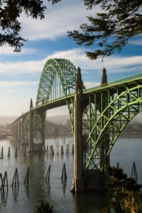 Photo of Yaquina Bay, where people can go crabbing in Oregon