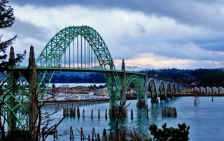 A photo of the bridge into Newport during an Oregon coast winter.