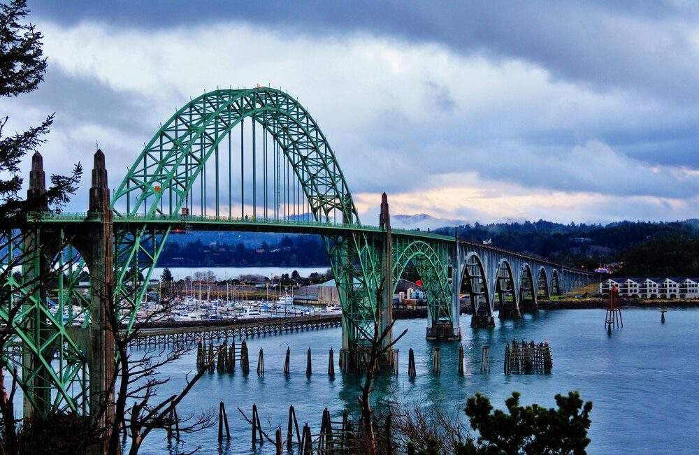 A photo of the bridge into Newport during an Oregon coast winter.