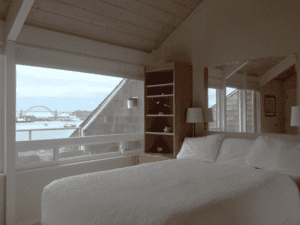 A resort room like this one in Newport, Oregon, is close to local beaches.