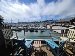 A balcony in a Newport, Oregon, hotel that makes for a great viewpoint.