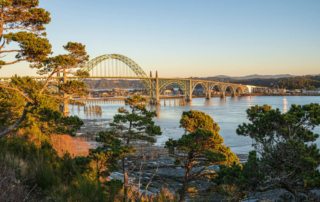 The scenery from a viewpoint in Newport, Oregon.