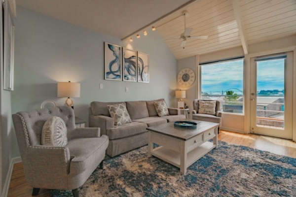 Two bedroom townhome living room and view Two bedroom townhome living room and view